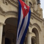 cuban flag on building in cuba