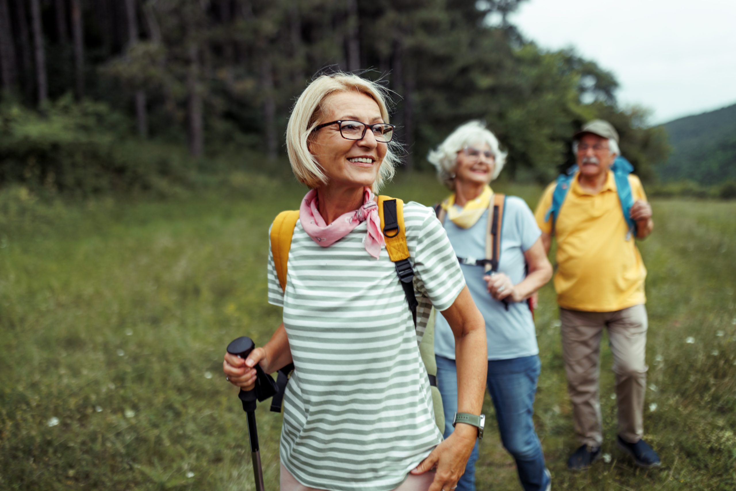 Group of mature adults hiking